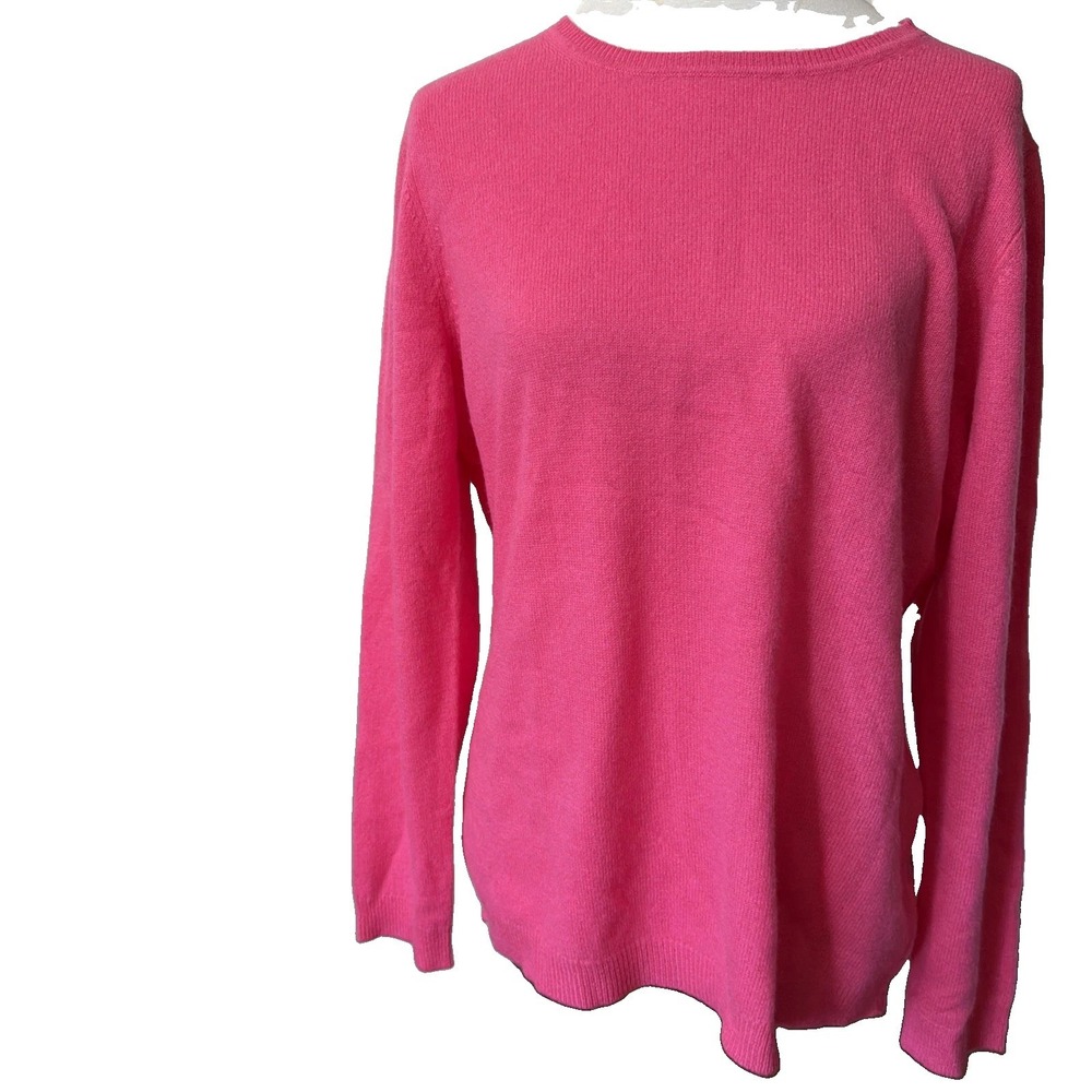 Charter Club Luxury Womens XL 100% Cashmere Pink Crew Neck Sweater Soft  Classic